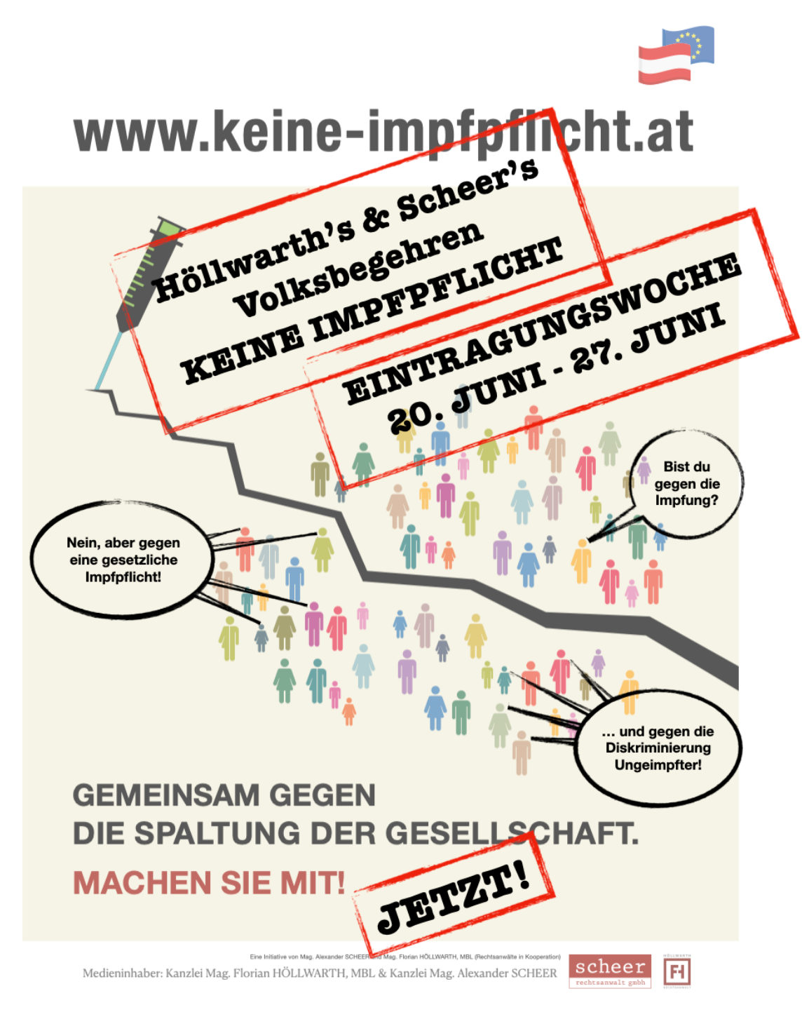 Volksbegehren KEINE IMPFPFLICHT - Eintragungswoche 20.6. - 27.6.2022